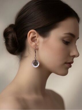 Pink Mother of Pearl Dangle Earrings
